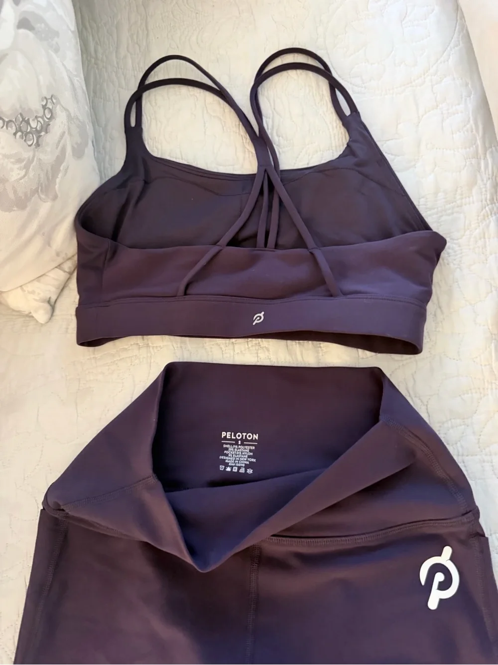 Peloton Deep Purple High-Waist Leggings & Strappy Sports Bra Set - Picture 3 of 6